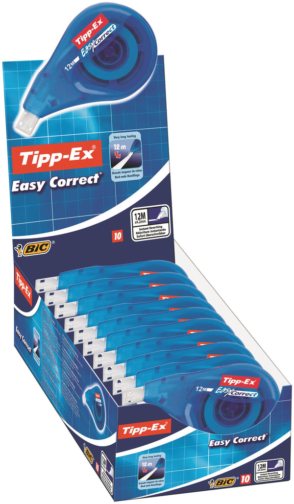 Tipp-Ex EasyCorrect Correction Tape Roller 4.2mmx12m White (Pack 10) - 8290352 - UK BUSINESS SUPPLIES