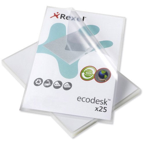Rexel Ecodesk Recycled Plastic Cut Flush Folder Clear A4 Pack 25 Code 2102243 - UK BUSINESS SUPPLIES