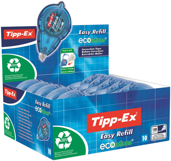 Tipp-ex Ecolutions Easy Refill Correction Tape Roller 5mmx14m (Pack 10) 87942420 - UK BUSINESS SUPPLIES