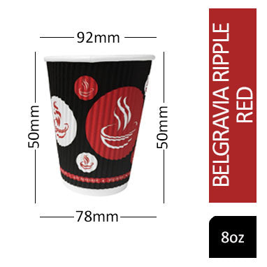 NEW Belgravia 25cl/8oz Triple Walled Paper Red & Black Ripple Cups - UK BUSINESS SUPPLIES