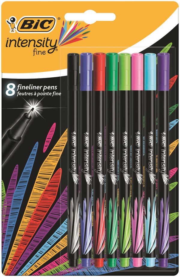 Bic Intensity Fineliner Pen 0.8mm Tip 0.4mm Line Assorted Colours (Pack 8) - 942075 - UK BUSINESS SUPPLIES