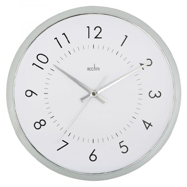 Acctim Yoko White & Chrome Wall Clock 32cm - UK BUSINESS SUPPLIES
