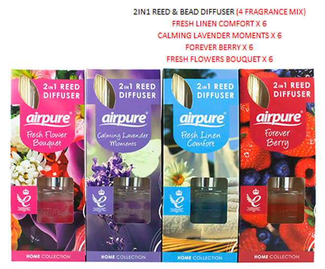 Airpure Reed & Bead 2 in 1 Diffuser 24 Mixed Pack - UK BUSINESS ...