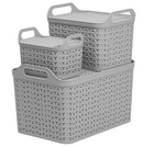 Strata Cool Grey 3-Pack Set  Handy Basket With Lid S/M/L - UK BUSINESS SUPPLIES