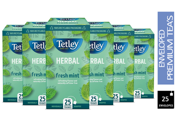 Tetley Herbal Fresh Mint Compostable Envelope Tea Bags 25's - UK BUSINESS SUPPLIES