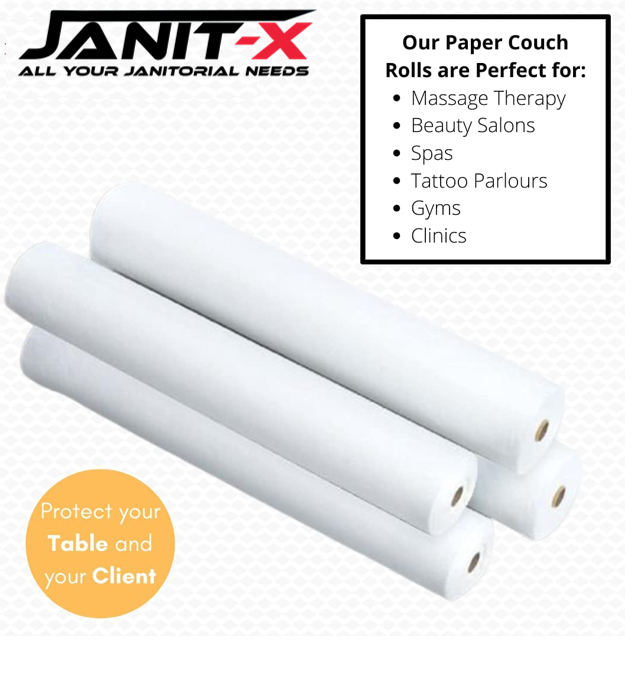 Janit-X 20" 40m, White 2 Ply Hygiene Couch Roll - UK BUSINESS SUPPLIES
