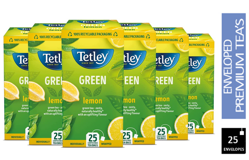 Tetley Green Tea With Lemon Tea Bags 25's - UK BUSINESS SUPPLIES