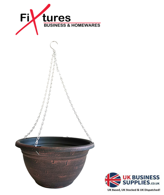 Fixtures Copper Effect Large Garden Hanging Basket 37cm x 20cm - UK BUSINESS SUPPLIES