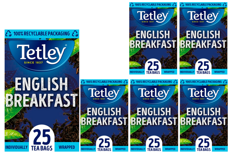 Tetley English Breakfast Individually Wrapped Envelopes 25's - UK BUSINESS SUPPLIES