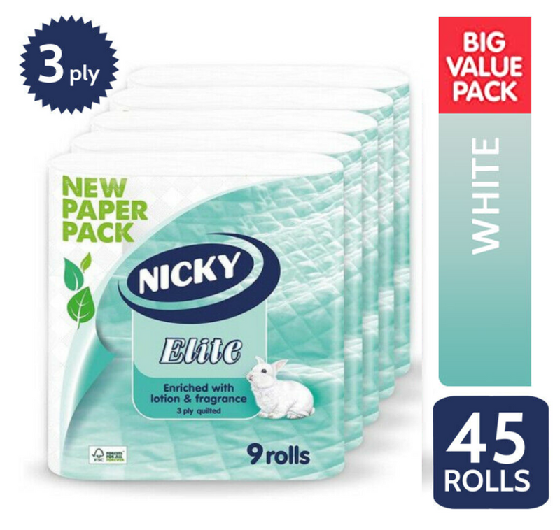 Nicky Elite FSC White Toilet Rolls 9 Pack - UK BUSINESS SUPPLIES