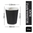 Belgravia 12oz/35cl Triple Walled Black Ripple Paper Cups - UK BUSINESS SUPPLIES