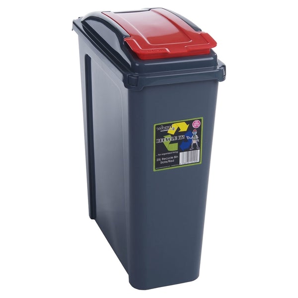 Wham Recycle It Red Slimline Bin & Lid 25 Litre - UK BUSINESS SUPPLIES