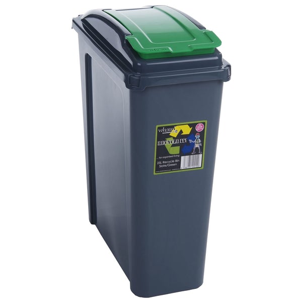 Wham Recycle It Green Slimline Bin & Lid 25 Litre - UK BUSINESS SUPPLIES