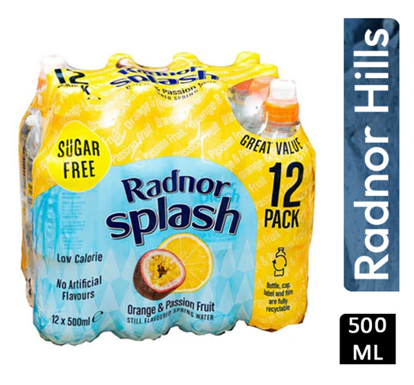 Radnor Splash Sugar Free Orange & Passionfruit 12x500ml - UK BUSINESS SUPPLIES