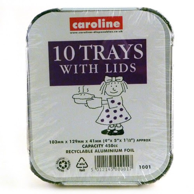 Caroline Foil Tray's & Lid 16oz/450cc Pack 10's (1001) - UK BUSINESS SUPPLIES