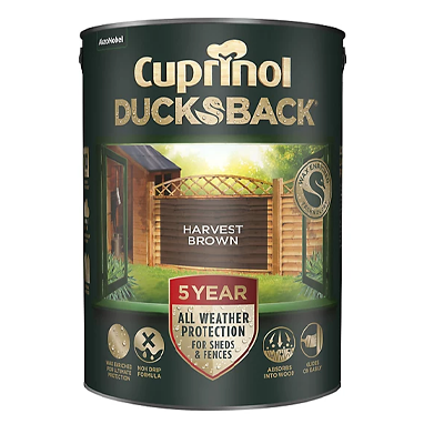 Cuprinol Ducksback 5Y Fence & Shed HARVEST BROWN 5 Litre - UK BUSINESS SUPPLIES