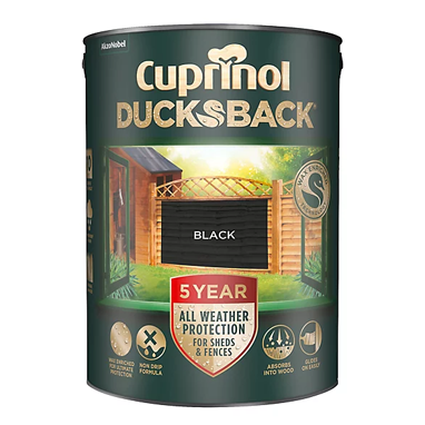 Cuprinol Ducksback 5Y Fence & Shed BLACK 5 Litre - UK BUSINESS SUPPLIES