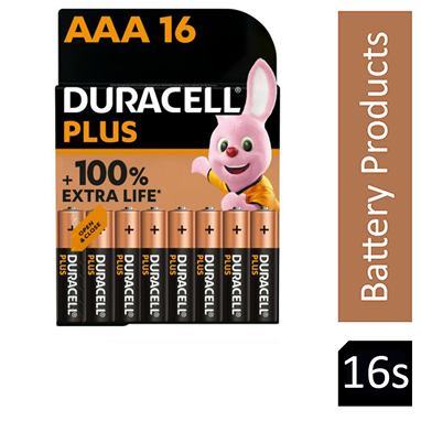 Duracell Plus AAA Battery Alkaline 100% Extra Life (Pack of 16) 5009398 - UK BUSINESS SUPPLIES