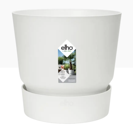 Elho Greenville Round Pot & Base WHITE 16cm - UK BUSINESS SUPPLIES