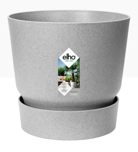 Elho Greenville Round Pot & Base LIVING CONCRETE 20cm - UK BUSINESS SUPPLIES