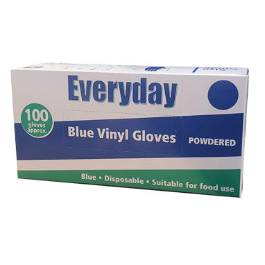 Everyday Powdered Blue Medical/Food Disposable Vinyl Gloves, Boxed 100 LARGE - UK BUSINESS SUPPLIES