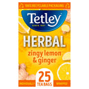 Tetley Herbal Zingy Lemon & Ginger Compostable, Wrapped Tea Bags x 25's - UK BUSINESS SUPPLIES