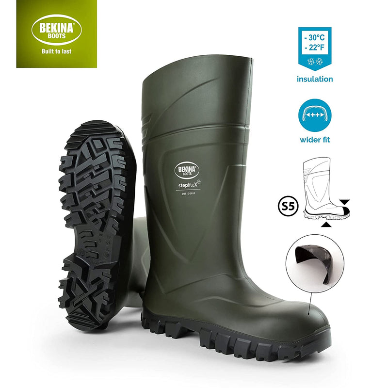 Bekina Steplite X Solid Grip Full Safety Boots Green {All Sizes