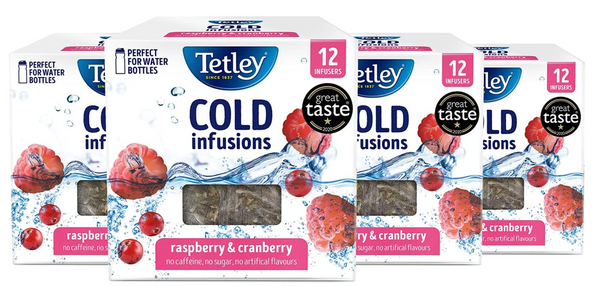 Tetley Cold Infusions Raspberry & Cranberry 4 x 12's {48 Bags} - UK BUSINESS SUPPLIES