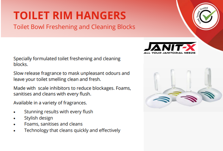 Janit-X Professional Toilet Bowl Rim Hangers {Assorted 24's} - UK BUSINESS SUPPLIES