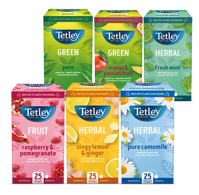 Tetley Fruit and Herbal Tea Starter Pack (6 x 25's , Pack of 150) - UK BUSINESS SUPPLIES