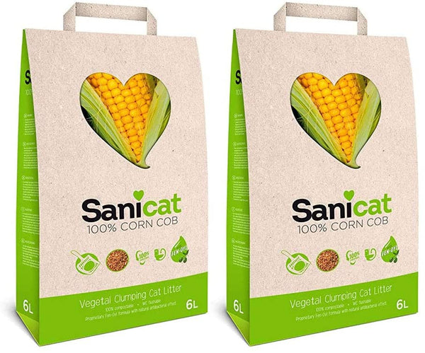 Sanicat 100% Corn Cob Vegetal Clumping Litter 6 Litre - UK BUSINESS SUPPLIES