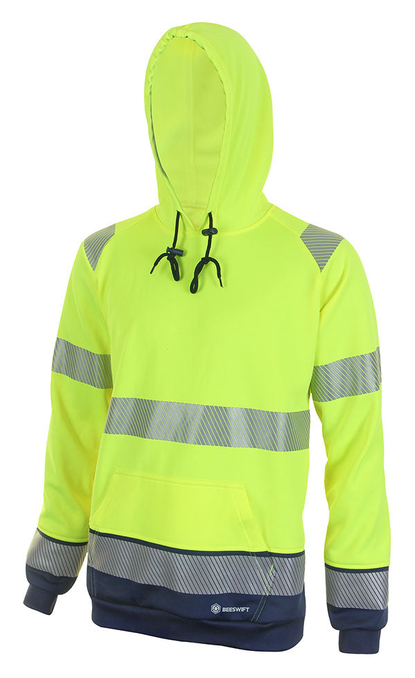 Beeswift Two Tone Pull-On Hoody Hi Visibility, Saturn Yellow & Navy Blue. {All Sizes} - UK BUSINESS SUPPLIES