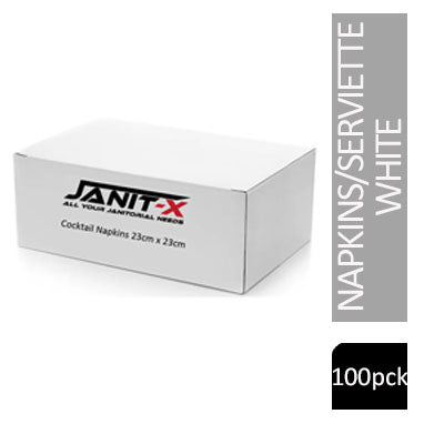 Janit-X Napkins/Serviette 2Ply 23cm WHITE {100} - UK BUSINESS SUPPLIES