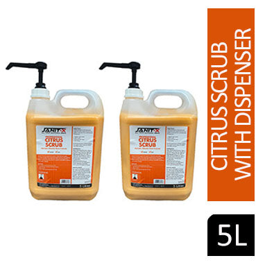 Janit-X Professional Citrus Scrub 5 Litre & Pump Dispenser {Engineers & Mechanic Tough Cleaning Agent} - UK BUSINESS SUPPLIES