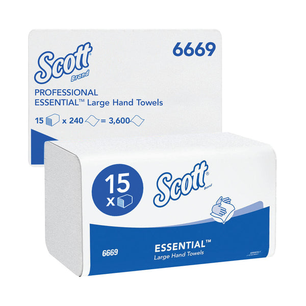 Scott 1-Ply Xtra Hand Towels I-Fold 240 Sheets Pack of 15, {6669} - UK BUSINESS SUPPLIES