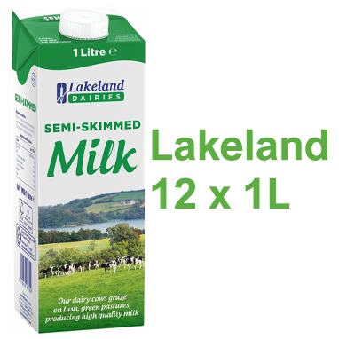Lakeland Semi Skimmed Milk 12x1litre - UK BUSINESS SUPPLIES