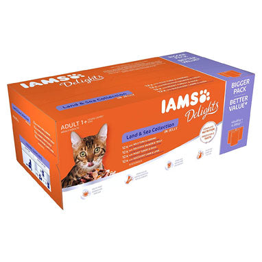 IAMS Delights Adult Cat Land & Sea Collection in Jelly 48x85g (Best Before 03/10) - UK BUSINESS SUPPLIES