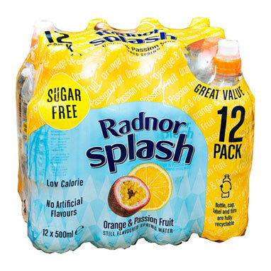 Radnor Splash Sugar Free Orange & Passionfruit 12x500ml - UK BUSINESS SUPPLIES