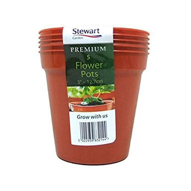 Stewart Flower Pots Pack 5 x 5" {12.5cm} Set - UK BUSINESS SUPPLIES