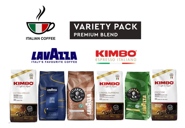 Premium "Italian" Coffee Selection from Lavazza & Kimbo Variety Pack 6 x 1kg - UK BUSINESS SUPPLIES