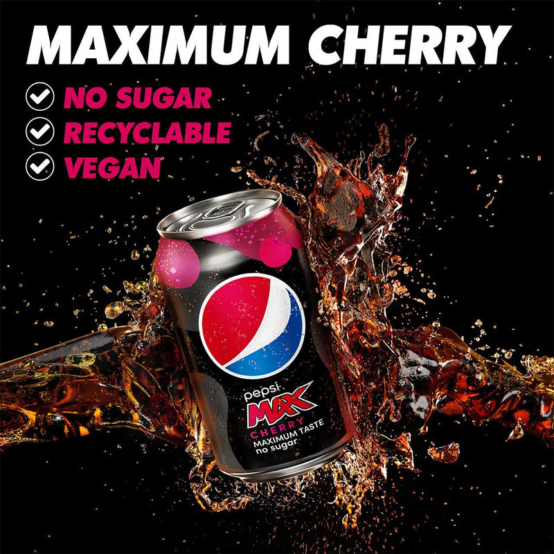 Pepsi Max Cherry Cans 24x330ml - UK BUSINESS SUPPLIES