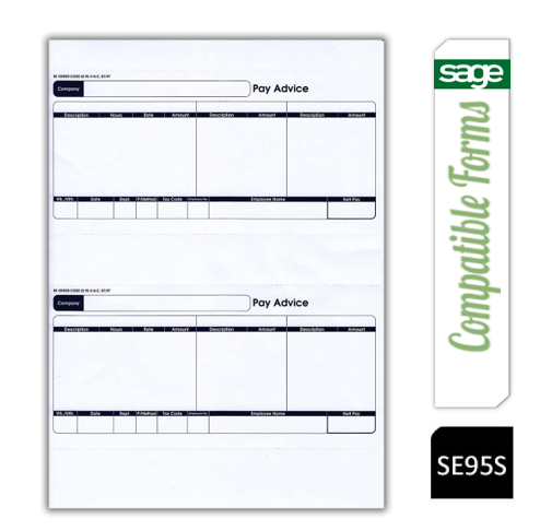 Sage (SE95S) Compatible 1-Part Laser Pay Advice Forms Pack 500's - UK BUSINESS SUPPLIES