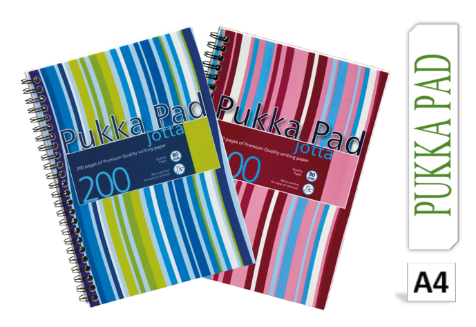 Pukka Pads Pink/Blue Stripes Jotta A4 Notebook {3 Pack} - UK BUSINESS SUPPLIES