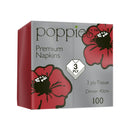 Poppies Premium 3ply 40cm x 40cm Napkins Red - 100 - UK BUSINESS SUPPLIES