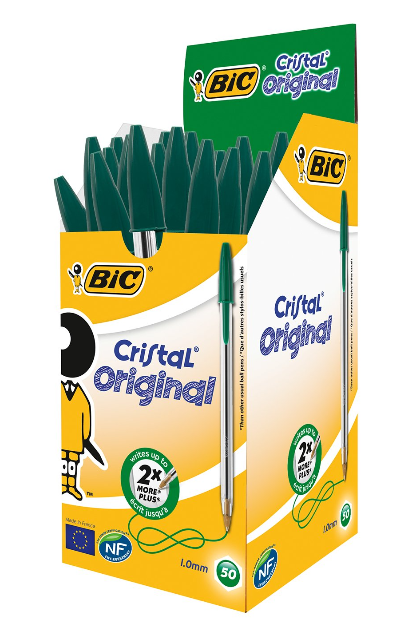 Bic Cristal Ballpoint Pen Medium Green (Pack of 50) - UK BUSINESS SUPPLIES