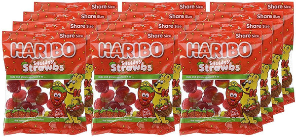 Haribo Squidgy Strawbs Sweets, 12 x 140g - UK BUSINESS SUPPLIES