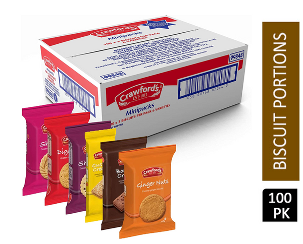 Crawfords Mini Packs Assorted Biscuits 100 Packs of 3 Biscuits - UK BUSINESS SUPPLIES