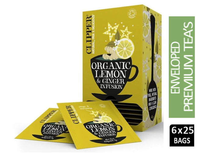 Clipper Organic Infusions Lemon & Ginger 25's - UK BUSINESS SUPPLIES