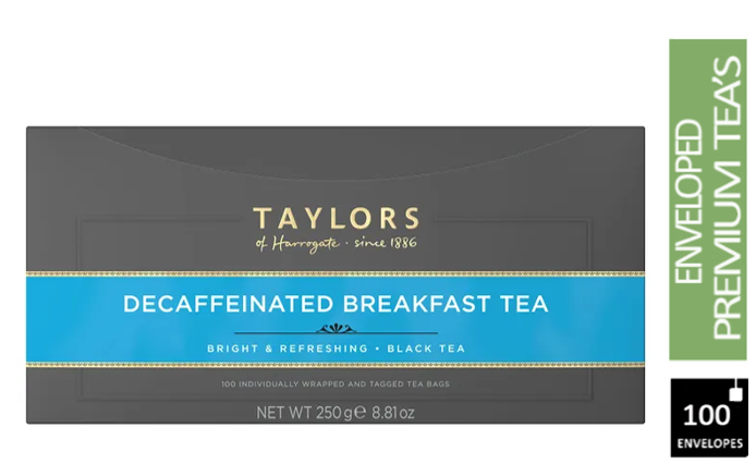 Taylors of Harrogate Decaf Breakfast Enveloped Tea Pack 100’s - UK BUSINESS SUPPLIES