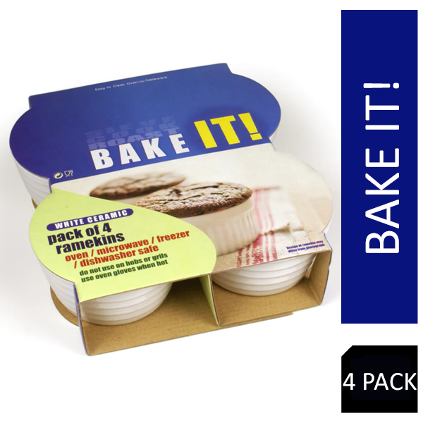 White Ceramic Ramekin Set 10cm/ 4"- Bake-It. {4 Pack} - UK BUSINESS SUPPLIES